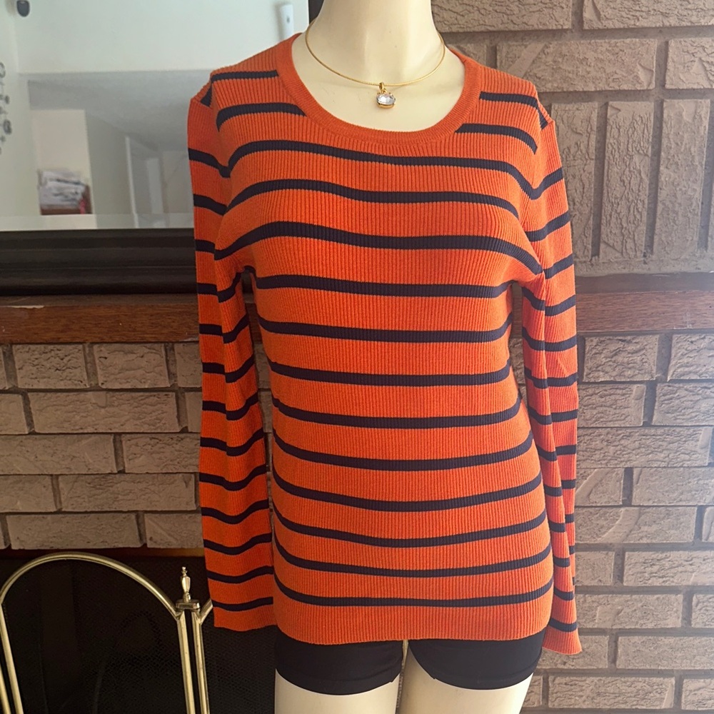 Tyler Boe Vibrant Orange and Black Striped Top